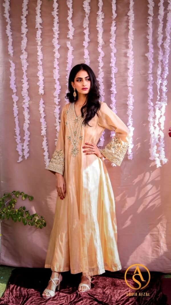 Nargis - Gold Khaadi Net Dress | SONEHRI | Festive Formal Wear'20
