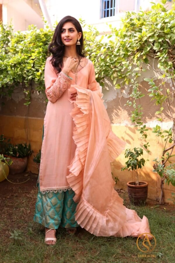 Sosan - Embellished Raw Silk Kameez  | ROMA | Festive Formal Wear'21 - Image 3