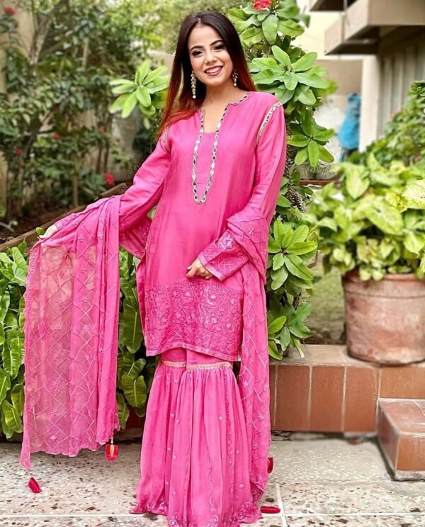 Rosy - Raw Silk Gharara Set  | SONEHRI | Festive Formal Wear '20 - Image 5