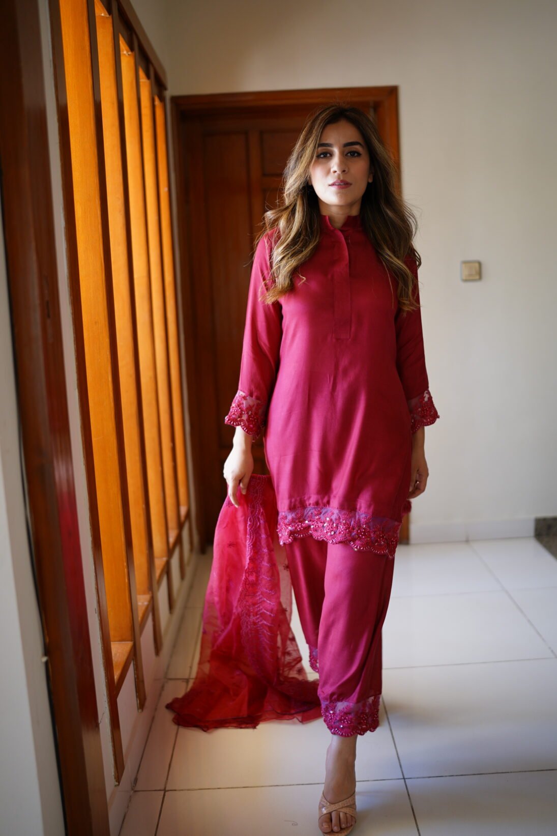 Pink Serenity – Elegant Embroidered 3-Piece Set with Organza Dupatta